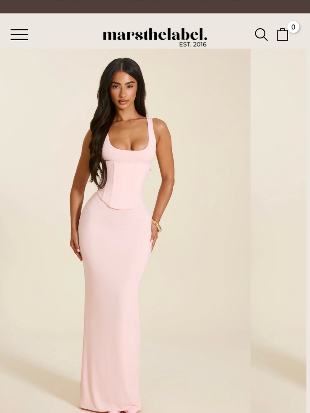 MARSTHELABEL Blush Pink Corset Maxi Dress